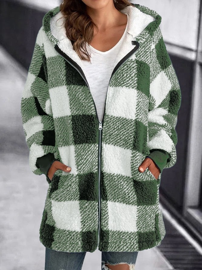 Women Oversized Hoodie Plaid Loose Overcoat (Buy 2 Free Shiping)