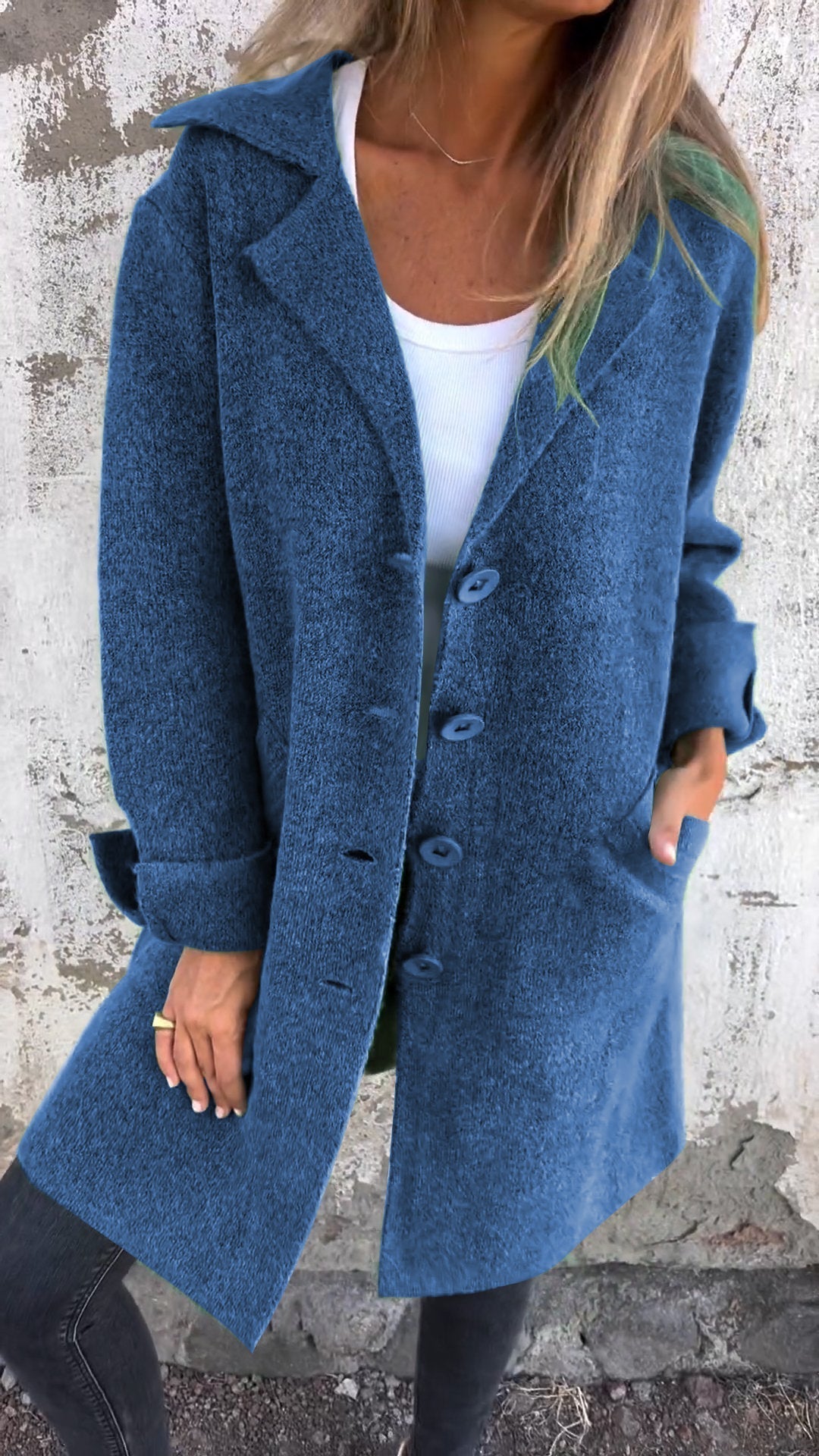 Casual Lapel Wool Single Breasted Long Coat