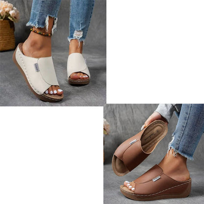Comfortable Slides with Arch Support - Women's Plain Breathable Sandals
