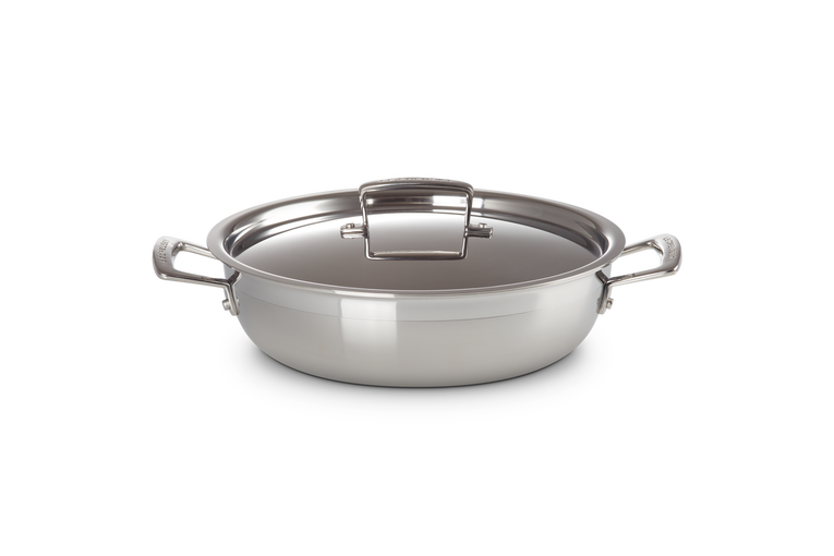 3-ply Stainless Steel Shallow Casserole with Lid