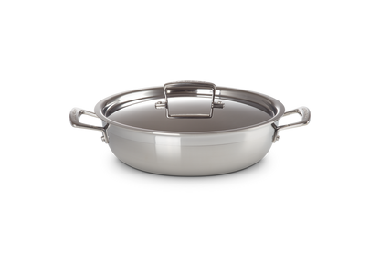 3-ply Stainless Steel Shallow Casserole with Lid