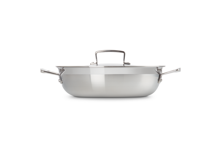 3-ply Stainless Steel Shallow Casserole with Lid
