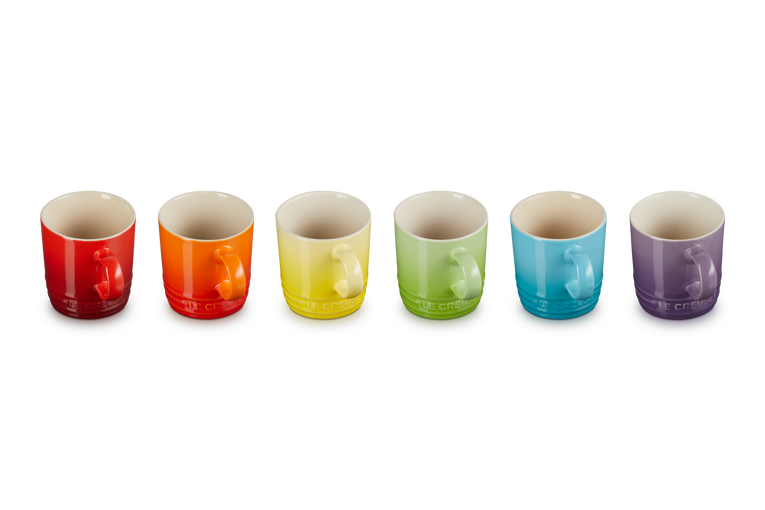 Stoneware Rainbow Set of 6 Espresso Mugs