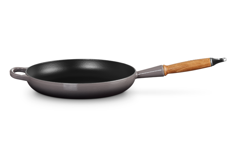 Cast Iron Frying Pan with Wooden Handle