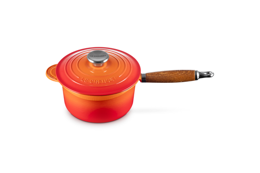Cast Iron Saucepan with Wooden Handle