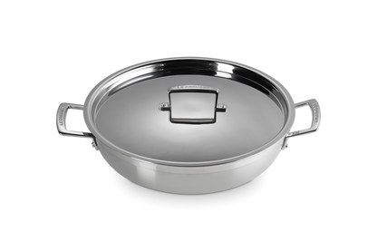 3-ply Stainless Steel Non-Stick Shallow Casserole with Lid