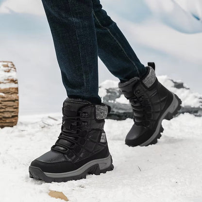 (⏰Limited Time Discount 49% off)Men's Thick Warm Snow Boots Wide Toe Anti-skid Fur Lined Leather Boots Waterproof Winter Hiking Boots