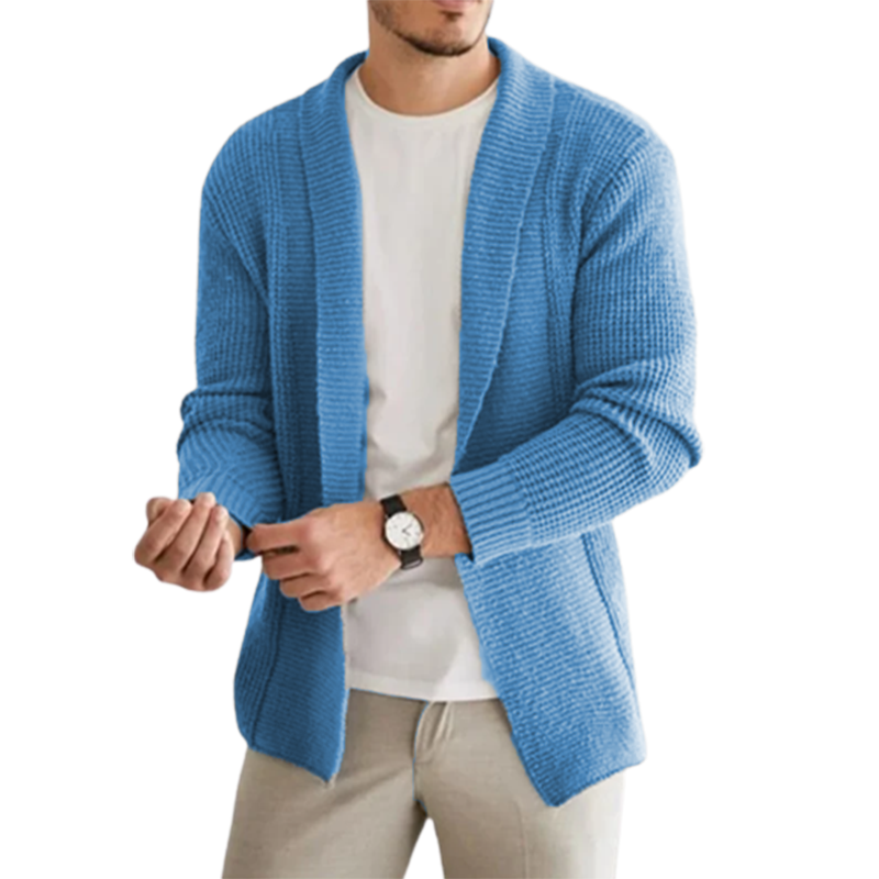 Men's Classic Casual Lapel Long Sleeve Cashmere Knit Cardigan