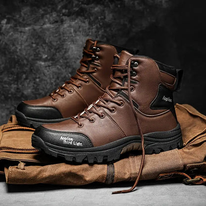 (⏰Limited Time 70% Off Event) Men's Waterproof Non-slip Anti-puncture Hiking Boots Ankle Support Wide Toe Arch Support Orthopedic Work Boots