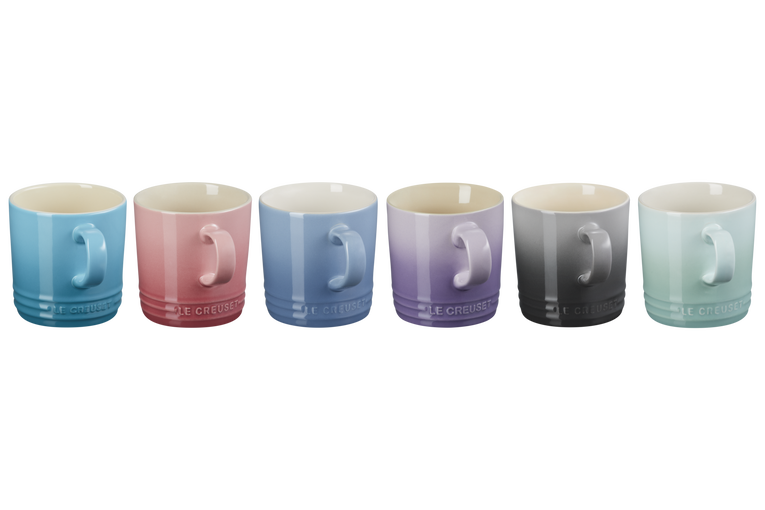 Stoneware Pastel Set of 6 Mugs