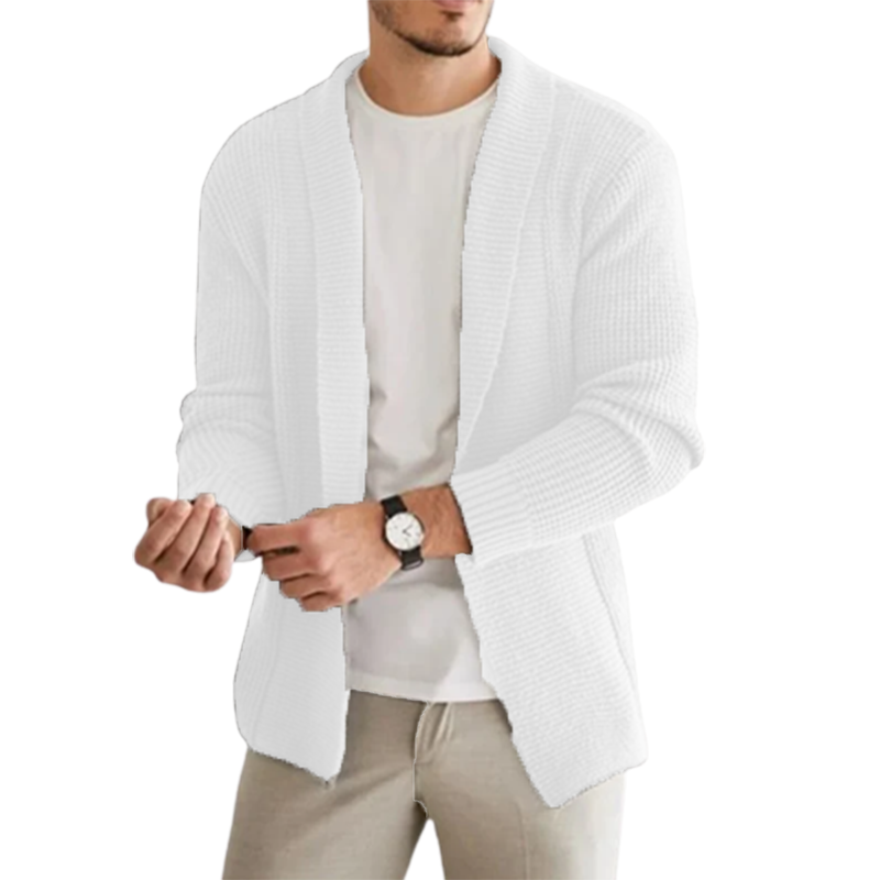 Men's Classic Casual Lapel Long Sleeve Cashmere Knit Cardigan